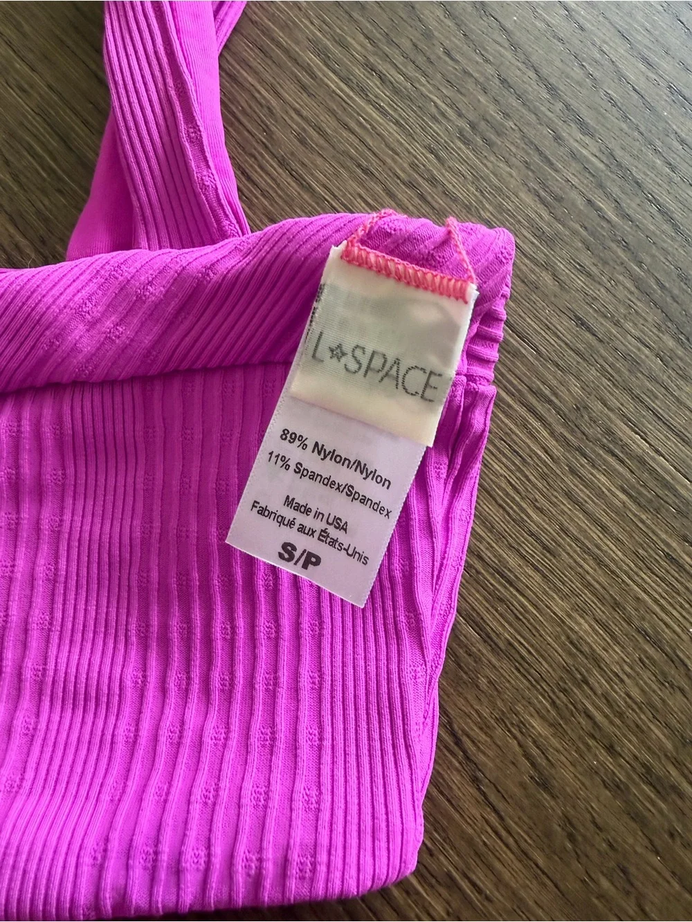 L-Soace Hot Pink Ribbed Two-Piece Bikini Swim Set - Small